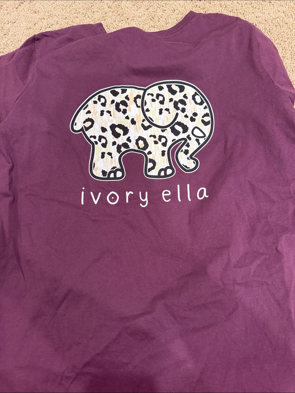 ivory ella Plum Long-Sleeve Tee with Leopard Elephant Graphic